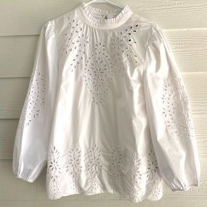 NWTs J Crew Eyelet Blouse w/ Detachable Cami. Full sleeves. Small